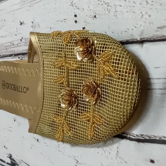 DOOBallO Mesh Beads house slippers size 6 gold - Picture 6 of 8